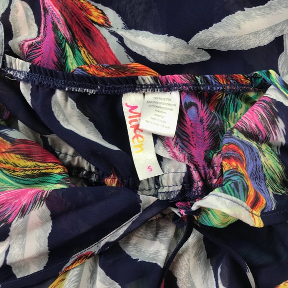 Miken Feather Print Sheer Maxi Dress Size Small - Picture 3 of 8